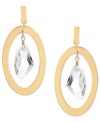 Center of attraction. Robert Lee Morris' drop earrings, crafted from gold-tone mixed metal, feature an orbital geometric glass stone for a look that's sure to dazzle. Approximate drop: 2 inches.
