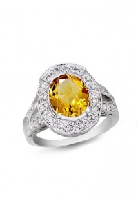Effy Jewlery 14K White Gold Citrine and Diamond Ring, 2.36 TCW Ring size 7 Effy Jewlery 14K White Gold Citrine and Diamond Ring, 2.36 TCW Ring size 7