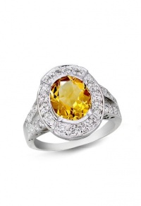 Effy Jewlery 14K White Gold Citrine and Diamond Ring, 2.36 TCW Ring size 7