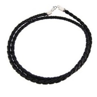 Black 3mm Braided Leather Cord Necklace Choker 16 Black 3mm Braided Leather Cord Necklace Choker 16