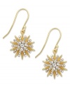 Bright and beautiful. These starburst drop earrings from Giani Bernini are set in 24k gold over sterling silver with sparkling cubic zirconia accents adding a truly lustrous touch. Approximate drop: 1 inch.