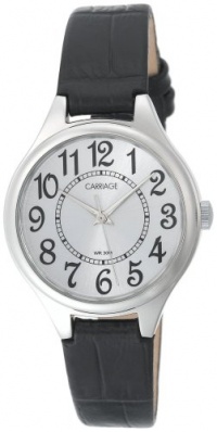 Carriage Women's C3C391 Silver-Tone Round Case Silver-Tone Dial Black Croco Leather Strap Watch Carriage Women's C3C391 Silver-Tone Round Case Silver-Tone Dial Black Croco Leather Strap Watch