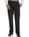 Perry Ellis Men's Portfolio Modern Fit Flat Front Solid Bengaline Pant,Black Ice,34x32