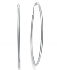 Go bold with these large hoop earrings by Unwritten. Crafted in sterling silver. Approximate diameter: 3 inches. Go bold with these large hoop earrings by Unwritten. Crafted in sterling silver. Approximate diameter: 3 inches.
