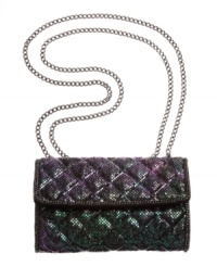A unique quilted snake print mesh covers this eye-catching shoulder bag from BCBGMAXAZRIA. Detailed with chain shoulder straps and matching trim, this stunning style will steal any spotlight. A unique quilted snake print mesh covers this eye-catching shoulder bag from BCBGMAXAZRIA. Detailed with chain shoulder straps and matching trim, this stunning style will steal any spotlight.