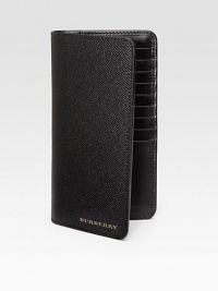 A concealed interior zip pocket lends added versatility to this textured leather accessory, finished with signature logo lettering detail.Eighteen card slots text here Interior zip walletLeather8W x 4HMade in Italy A concealed interior zip pocket lends added versatility to this textured leather accessory, finished with signature logo lettering detail.Eighteen card slots text here Interior zip walletLeather8W x 4HMade in Italy