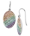 A gradation of color adorns Kaleidoscope's glam drop earrings. Crafted in sterling silver, earrings highlight light peach, green, blue and lavender crystals with Swarovski Elements. Approximate drop: 1-1/4 inches.