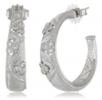 Judith Ripka Gothic Quilted White Hoop Earrings Judith Ripka Gothic Quilted White Hoop Earrings