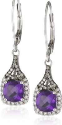 Badgley Mischka Fine Jewelry White and Champagne Diamonds Cushion Cut Amethyst Earrings Badgley Mischka Fine Jewelry White and Champagne Diamonds Cushion Cut Amethyst Earrings