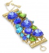Betsey Johnson Iconic Blue Lagoon Crystal Gem Wide Toggle Bracelet