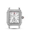 Handsome stainless steel watch head with mother-of-pearl dial, diamond bezel and sapphire accents.
