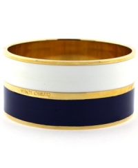Sailor's delight. A nautical theme takes shape in the form of navy and white enamel stripes on Vince Camuto's trendy bangle bracelet. Crafted in gold tone mixed metal. Approximate diameter: 2-1/2 inches. Sailor's delight. A nautical theme takes shape in the form of navy and white enamel stripes on Vince Camuto's trendy bangle bracelet. Crafted in gold tone mixed metal. Approximate diameter: 2-1/2 inches.