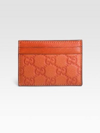 Guccissima leather card case with leather trim. Five card slots 3.9W X 3H Made in Italy Guccissima leather card case with leather trim. Five card slots 3.9W X 3H Made in Italy