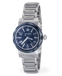 Take feminine sophistication to a new level with this utterly unique Octea Lady watch by Swarovski. Stainless steel bracelet and round case. Bezel of faceted jet hematite crystal. Black dial features applied silver tone numerals and stick indices at markers, date window at three o'clock, three hands and logo. Swiss quartz movement. Water resistant to 30 meters. Two-year limited warranty. Take feminine sophistication to a new level with this utterly unique Octea Lady watch by Swarovski. Stainless steel bracelet and round case. Bezel of faceted jet hematite crystal. Black dial features applied silver tone numerals and stick indices at markers, date window at three o'clock, three hands and logo. Swiss quartz movement. Water resistant to 30 meters. Two-year limited warranty.