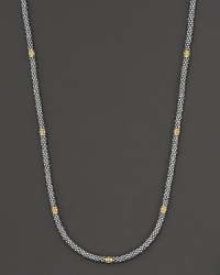 From the Lagos Caviar collection, sterling silver rope necklace with gold stations. Designed by Lagos. From the Lagos Caviar collection, sterling silver rope necklace with gold stations. Designed by Lagos.