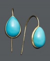 Get breezy, beach-inspired style with bold teardrop earrings. Perfect for summer, earrings feature pear-cut turquoise (4-1/2 mm) set in rich 14k gold. Approximate drop: 1/2 inch.