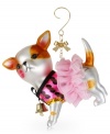 Puppy love. Trim the tree with this ceramic chihuahua ornament from Betsey Johnson. Antique gold, silver and brown tones, plus a pink leopard dress and tutu raise the bar on cuteness. Item come packaged in a signature Betsey Johnson Gift Box. Approximate height: 4 inches. Approximate length: 3-3/4 inches. Approximate width: 2-1/4 inches.