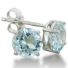 2ct Round Blue Topaz Earrings In Sterling Silver