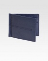 Textured leather design enhanced by stitch detail and interior money clip.Six card slotsLeather4½W x 3½HMade in Italy