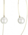 Mizuki 14k Gold White Seed Pearl Marquis Hoop Earrings