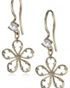 Mizuki 14k Earrings Wire White Diamond Charm Clover