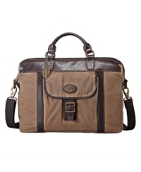 This Estate Top Zip Work Brief from Fossil has a vintage-inspired design that's been updated with modern-day functionality for a great rugged and refined business look. This Estate Top Zip Work Brief from Fossil has a vintage-inspired design that's been updated with modern-day functionality for a great rugged and refined business look.