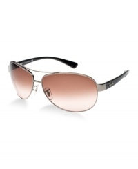 This Ray-Ban Aviator has a retro feel to it. With a slightly subdued sport style, these frames feature softer contoured tear-drop shaped lenses and a wrapped fit for full coverage. The signature Ray-Ban metal logo appears on the temples. This Ray-Ban Aviator has a retro feel to it. With a slightly subdued sport style, these frames feature softer contoured tear-drop shaped lenses and a wrapped fit for full coverage. The signature Ray-Ban metal logo appears on the temples.