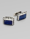 The perfect finishing touch for your smartest suit, a bold pair of semi-precious sterling silver cufflinks.Lapis or onyx inlaysSterling silverAbout 1W X ½HImported