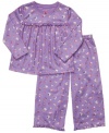 She'll be fancy-free as she drifts off into dream-world sporting this lovely shirt and pant sleepwear set from Carter's.