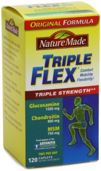 Nature Made Triple Flex, Glucosamine 1500 mg, Chondroitin 800 mg, MSM 750 mg, 120-Caplets Nature Made Triple Flex, Glucosamine 1500 mg, Chondroitin 800 mg, MSM 750 mg, 120-Caplets