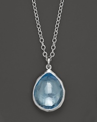 A blue topaz teardrop pendant necklace in sterling silver from Ippolita. A blue topaz teardrop pendant necklace in sterling silver from Ippolita.