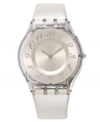 As stunning as a flawless pearl, this sophisticated Panna Montata collection Swatch watch complements day and night looks. As stunning as a flawless pearl, this sophisticated Panna Montata collection Swatch watch complements day and night looks.