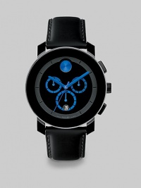 A sleek and modern timepiece designed with three-eye chronograph functionality and Swiss quartz precision. Round bezelQuartz movementThree-eye chronograph functionalityWater resistant to 3 ATMDate function at 6 o'clockSecond handStainless steel/composite case: 43.5mm (1.71)Leather strapImported A sleek and modern timepiece designed with three-eye chronograph functionality and Swiss quartz precision. Round bezelQuartz movementThree-eye chronograph functionalityWater resistant to 3 ATMDate function at 6 o'clockSecond handStainless steel/composite case: 43.5mm (1.71)Leather strapImported