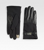 A stylish, toasty must-have to battle the chill with touch technology for easy access to touchscreen electronics.About 9.5 longThinsulate lining82% nylon/18% spandexDry cleanImported