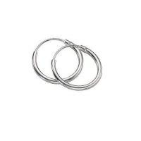 Continuous Endless Hoop Round Circle Medium Sterling Silver Earrings 16mm Continuous Endless Hoop Round Circle Medium Sterling Silver Earrings 16mm