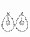 Lustrous freshwater pearls are suspended from beaded sterling silver drop charms. Add them to your PANDORA french wire or hoop earrings for a chic, classic style.