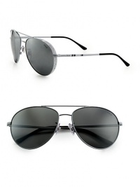 The traditional aviator style reinvented with vented frame detail. Available in light grey frames with mirrored grey lenses.Metal100% UV ProtectionImported The traditional aviator style reinvented with vented frame detail. Available in light grey frames with mirrored grey lenses.Metal100% UV ProtectionImported