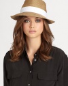 The essential fedora is crafted in Squishee® packable straw and banded with a grosgrain ribbon for style and function.Brim, about 2.75Elasticized inner band fits most95% UVA/UVB protectionPolypropylene/rayon/polyesterSpot cleanImported and hand-finished in the USA