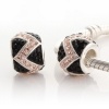 925 Sterling Silver Two Tone Black & Pink Swarovski Crystal Charms/beads for Pandora, Biagi, Chamilia, Troll and More Bracelet