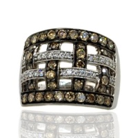 Le Vian Chocolate Diamond Weave Ring in 14k White Gold with 1.37 Carats Chocolate and White Diamonds Le Vian Chocolate Diamond Weave Ring in 14k White Gold with 1.37 Carats Chocolate and White Diamonds