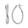 Sterling Silver Medium Polished Round Tube Oval Organic Click-Top Hoop Earrings