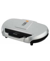 Gather the family, invite the friends and sit down for a feast expertly prepared by this George Foreman grill, which uses a patented sloped design that drains off fat and guarantees a healthier meal. In signature style, this grill evenly heats food and uses nonstick plates to deliver a quick, flavorful meal. 2-year warranty. Model GR144. Gather the family, invite the friends and sit down for a feast expertly prepared by this George Foreman grill, which uses a patented sloped design that drains off fat and guarantees a healthier meal. In signature style, this grill evenly heats food and uses nonstick plates to deliver a quick, flavorful meal. 2-year warranty. Model GR144.