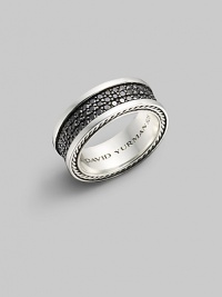 Three rows of handsome black pavé diamonds line a fine sterling silver design. Total carat weight, 2.42 About ½ wide Imported Three rows of handsome black pavé diamonds line a fine sterling silver design. Total carat weight, 2.42 About ½ wide Imported