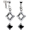 Handcrafted Jet Drop Square Clip Earrings MADE WITH SWAROVSKI ELEMENTS