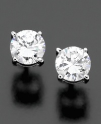 A touch of pristine glamor, perfect for everyday. These stud earrings feature faceted cubic zirconia (1 ct. t.w.) set in rhodium-plated goldtone mixed metal. A touch of pristine glamor, perfect for everyday. These stud earrings feature faceted cubic zirconia (1 ct. t.w.) set in rhodium-plated goldtone mixed metal.
