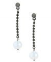 Classic meets contemporary for a chic effect. Kenneth Cole New York's drop earrings are crafted from hematite-tone mixed metal with opal-colored faceted beads adding timeless appeal. Approximate drop: 2 inches.