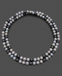 A sultry necklace for everyday, or to add extra glam to your finest attire. With hematite (8- 9mm) and gray cultured freshwater pearls (8-9 mm). Approximate length: 36 inches. A sultry necklace for everyday, or to add extra glam to your finest attire. With hematite (8- 9mm) and gray cultured freshwater pearls (8-9 mm). Approximate length: 36 inches.