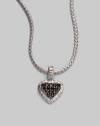 From the Classic Chain Collection. A black sapphire pavé heart dangles from a signature sterling silver chain.Black sapphire Sterling silver Rhodium Length, about 18 Pendant length, about ¾ Pendant width, about ½ Lobster clasp closure Made in Bali 