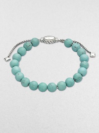 From the Spiritual Bead Collection. Vibrant turquoise beads accented by polished sterling silver.Turquoise Sterling silver Width, about 8mm Diameter, about 2 Adjustable clasp Imported From the Spiritual Bead Collection. Vibrant turquoise beads accented by polished sterling silver.Turquoise Sterling silver Width, about 8mm Diameter, about 2 Adjustable clasp Imported