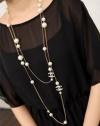 Succubus Fashion Classic Logo Necklace Pearl Long Sweater Chain